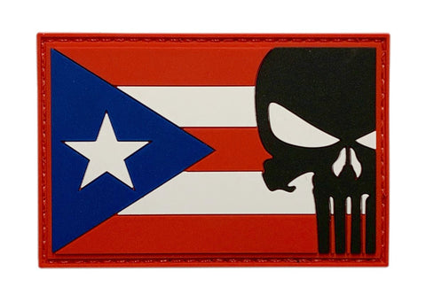 Puerto Rico Flag Punisher Tactical Patch [3D-PVC Rubber-3.0 X 2.0 inch -P10]