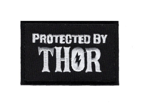 Protected By Thor Viking Patch (Embroidered Hook) Black