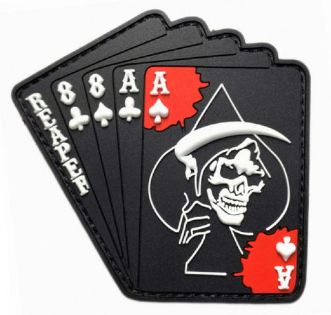 Reaper Aces Spades Dead Card Patch [3.0 X 3.0 - “Hook Brand” Fastener -PVC Rubber -RC8]