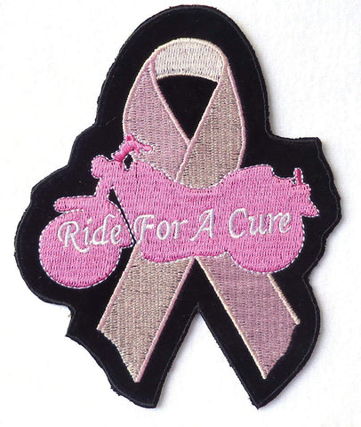 Ride For Cure Pink Breast Cancer Ribbon Biker Patch