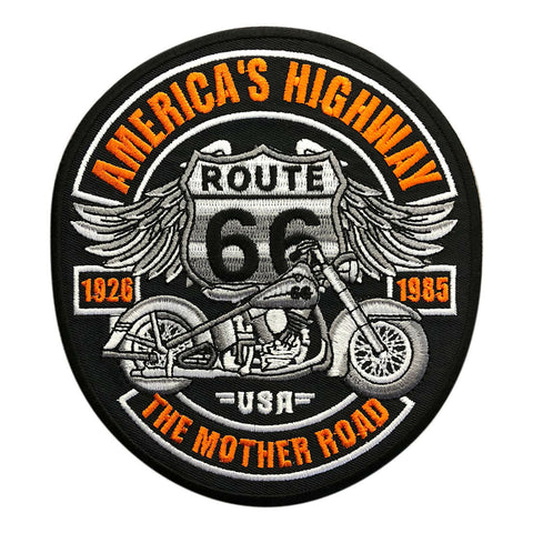 Route 66 The Mother Road Embroidered iron on Sew on Biker MC Patch (5.0 INCH)