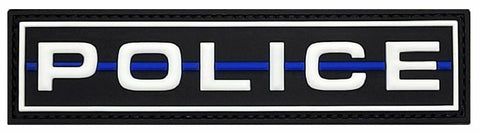 Police Thin Blue Patch [4.0 X 1.0 -PVC Rubber -Hook Fastener Backing -PL9]