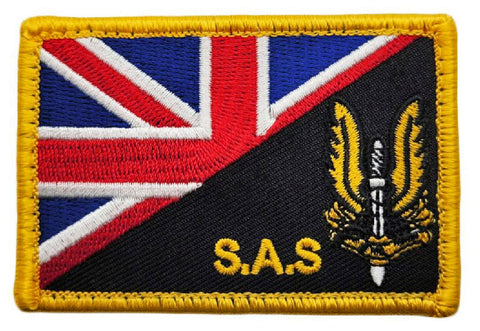 SAS British UK Union Jack Flag Patch [3.0 X 2.0 -Hook Fastener Backing - SB11]
