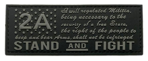 Miltacusa Stand and Fight 2A 2nd Amendment Patch [4.0 X 1.5 - PVC Rubber -"Hook Brand" Fastener -SF4]
