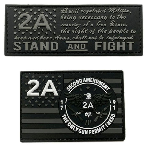 My Gun Permit Stand and Fight 2A 2nd Amendment Patch [2PC Bundle - PVC Rubber -"Hook Brand" Fastener -SF4,G1]