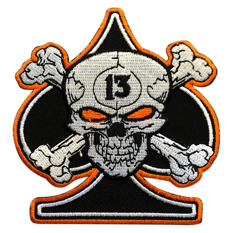 Spade Skull Crossbones 13 Biker Patch