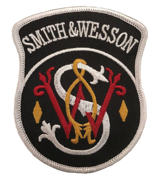 Patch Pistola Gancio Patch Ricamata Smith And Wesson - Pistola Arma Da Fuoco, 2 Pezzi, Gancio 3,75x3 Pollici, Originale USA Patch Pistola Gancio E Loop Patch Pistola Gancio Patch Ricamata Smith And Wesson - Pistola Arma Da Fuoco, 2 Pezzi, Gancio 3,75x3 Pollici, Originale USA Patch Pistola Gancio E Loop