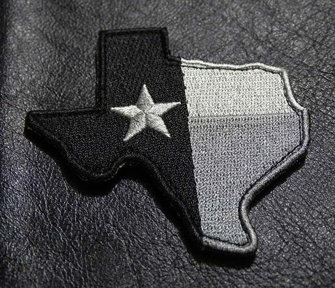 Texas State Flag Patch (Embroidered Hook) (Black/Grey)