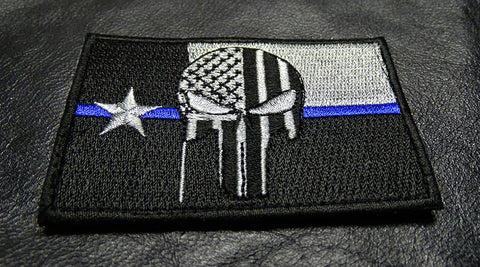 Thin Blue Line Texas Flag Punisher Patch