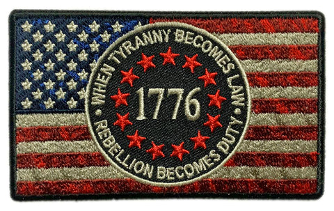 Distressed American USA Flag 1776 Freedom Liberty tyranny Patch [iron on Sew on - PY6]