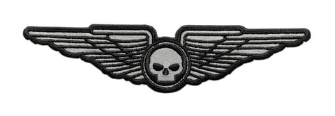 Reflective Skull Wings Embroidered MC Biker Patch (6.0 X 2.0 inch -Iron on sew on -PW5)