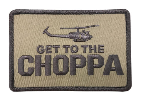 "Get to Da Choppa!" Arnold Predator Movie Tactical Hook Patch [3.75 X 2.5 -PM-3]
