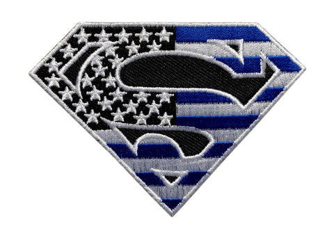 Miltacusa Superman USA Flag Thin Blue Line Police Patch (Iron on Sew on - MSP-9)