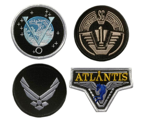 Stargate SG-1 Atlantis Uniform/Costume Patch [4pc Set -"Hook Brand" Fastener]