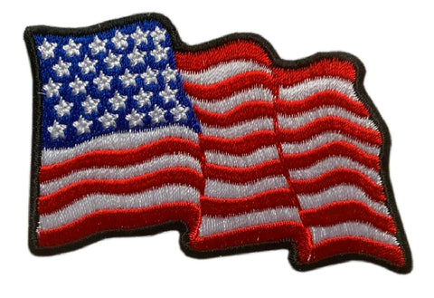 Waving USA American Flag Embroidered Patch [Iron on Sew on -2.75 inch - WF2]
