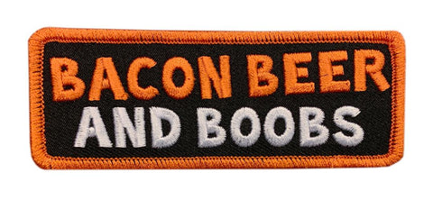 Bacon Beer and Boobs Biker Patch [Iron on Sew on 4.0 X 1.5 -AT7]
