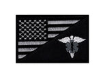 American Flag EMT Patch (Embroidered Hook) Black