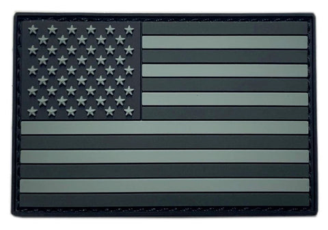 USA American Flag Black Border Gray Tactical Patch [3.0 X 2.0 - PVC RUBBER -UF7]