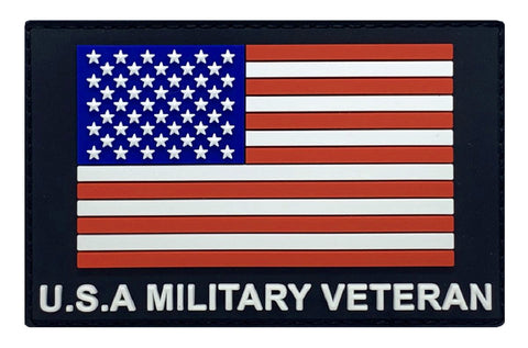 USA Military Veteran Patch [PVC Rubber - 3.5 X 2.25 inch -"Hook Brand" Fastener -MV7]