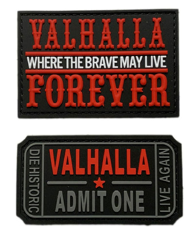 Ticket to Valhalla Admit One Valhalla Forever Patch [2PC Bundle -PVC Rubber -“Hook Brand” Fastener -VF7,MTU1]
