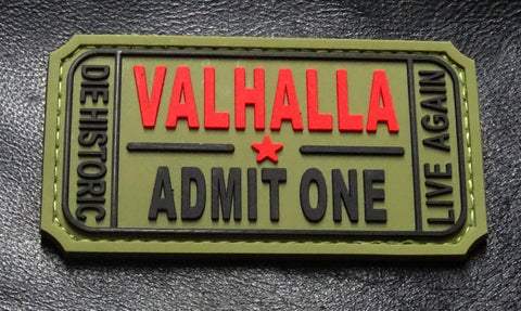 Black Valhalla Admit One Letter Embroidered Badge Hook And - Temu