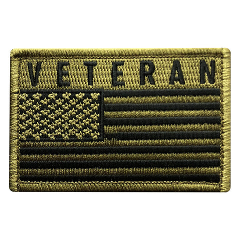 American Flag Veteran Patch (Embroidered Hook) (Green)