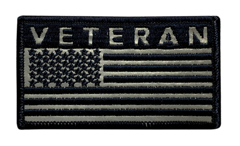 Reflective Veteran USA Flag Patch [“Hook® brand” Fastener - 3.5 X 2.0 V-5]