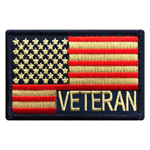 American Flag Veteran Subdued Patch (Embroidered Hook)
