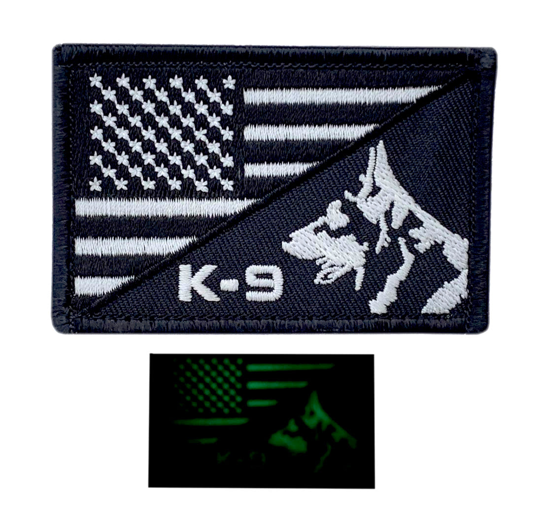 K-9 USA Thin Blue Line Police Patch - American Flag & SWAT Design, Hook Fastener Back
