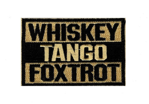 WTF Whiskey Tango Foxtrot Patch (Embroidered Hook) Tan